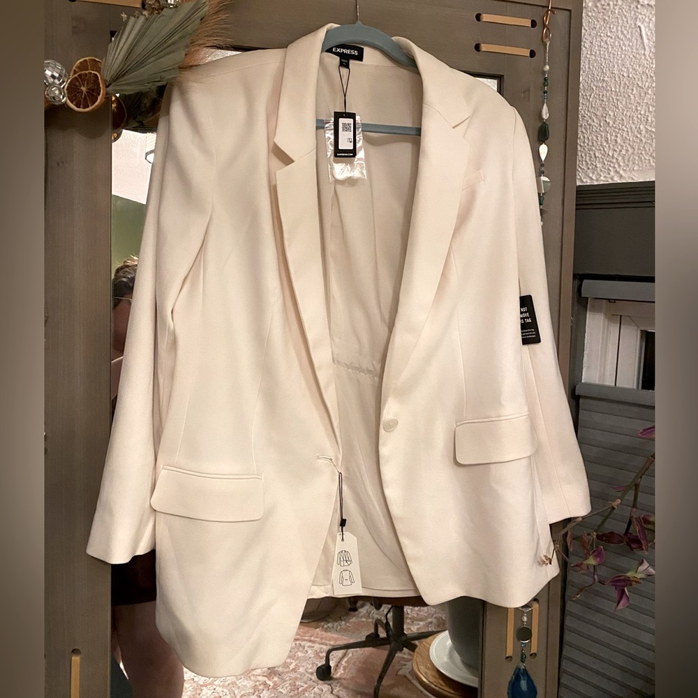 Express cinch wasit blazer (white)
